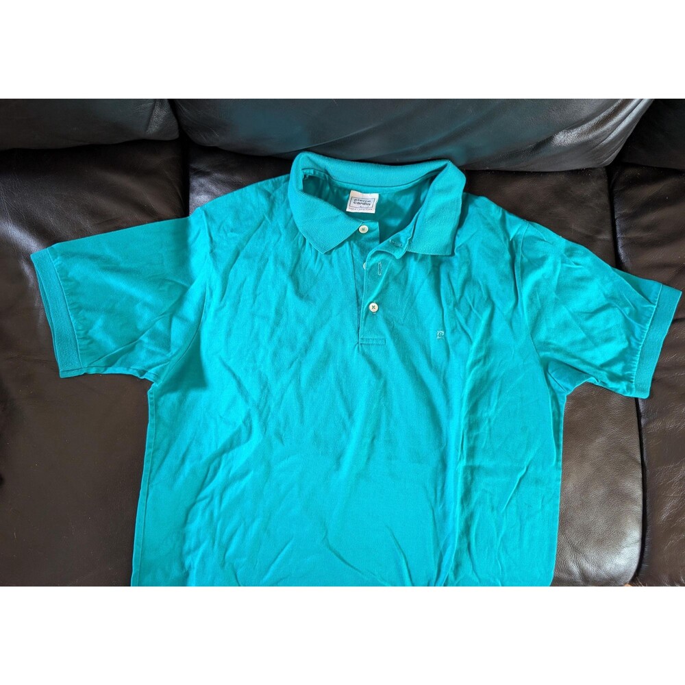 Vintage Pierre Cardin Polo Shirt: Teal Shirt Mens Size Large